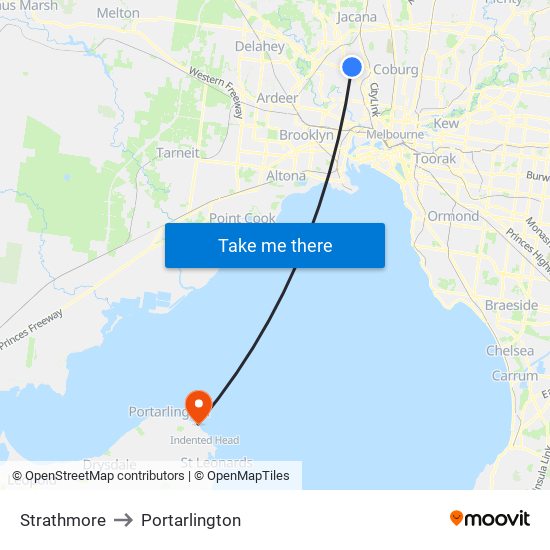 Strathmore to Portarlington map