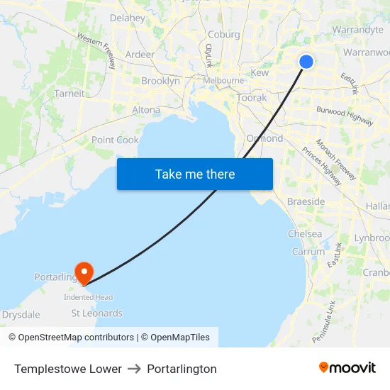 Templestowe Lower to Portarlington map