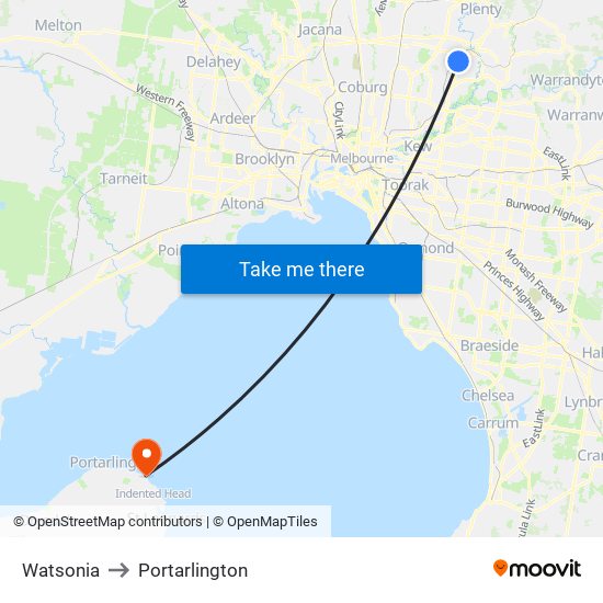 Watsonia to Portarlington map