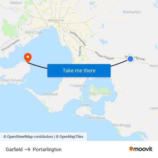 Garfield to Portarlington map