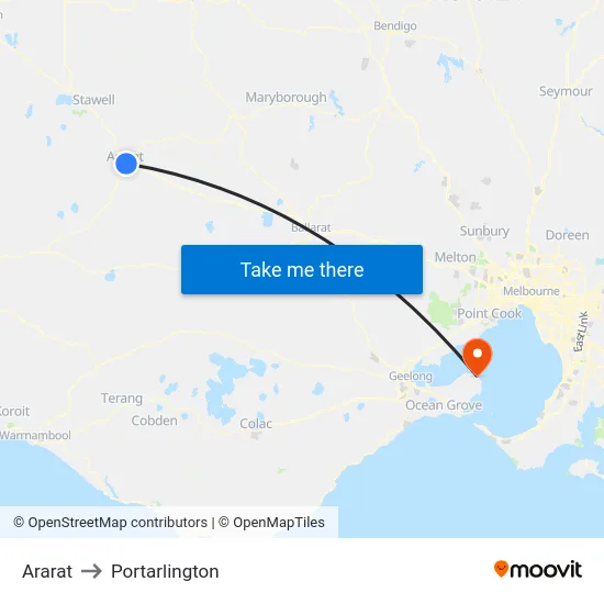 Ararat to Portarlington map
