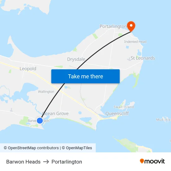 Barwon Heads to Portarlington map