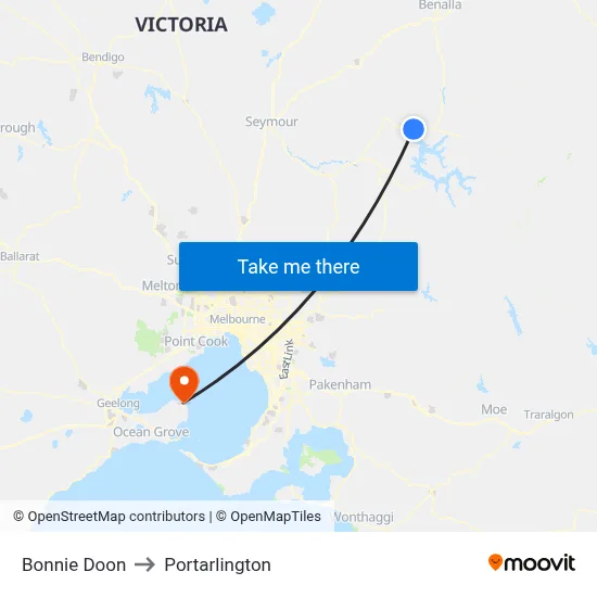 Bonnie Doon to Portarlington map