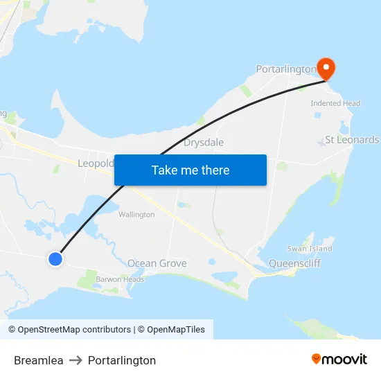 Breamlea to Portarlington map