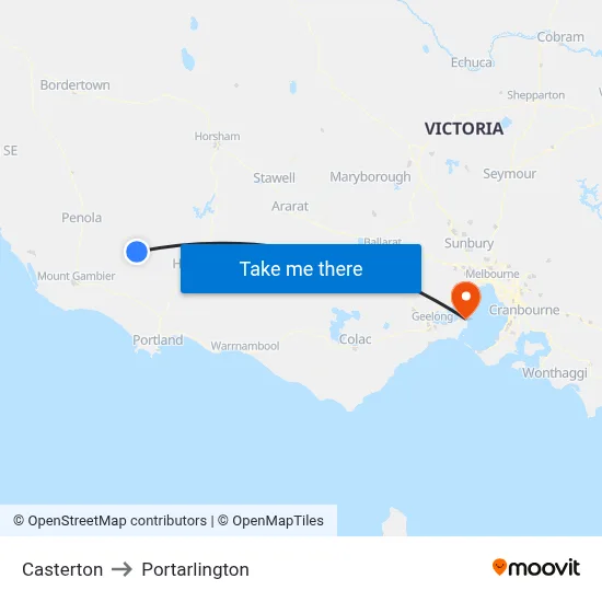 Casterton to Portarlington map