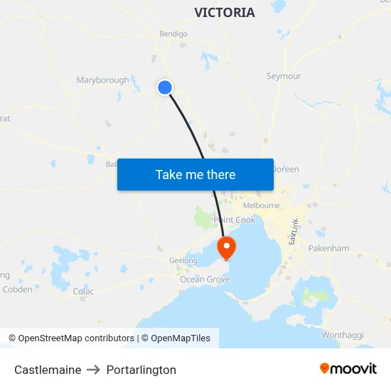 Castlemaine to Portarlington map