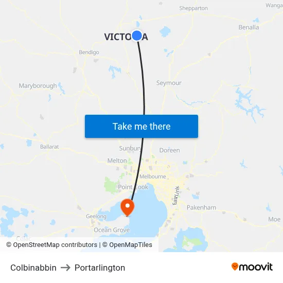 Colbinabbin to Portarlington map
