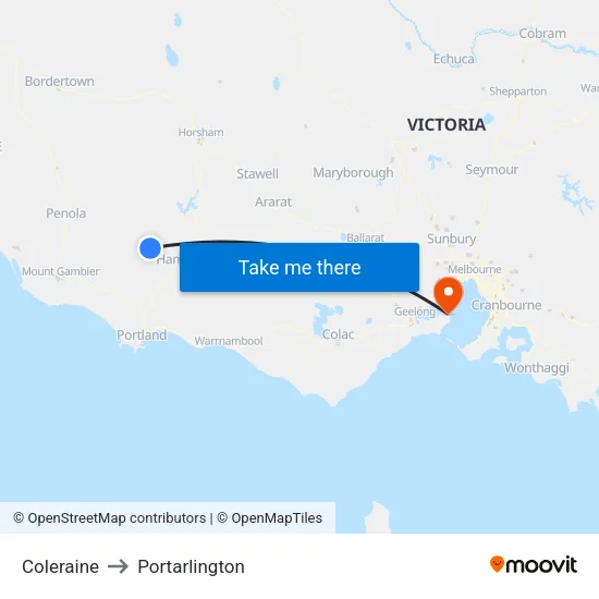 Coleraine to Portarlington map