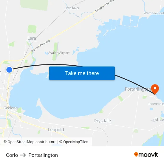 Corio to Portarlington map