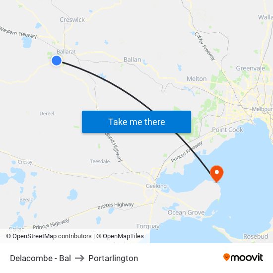 Delacombe - Bal to Portarlington map