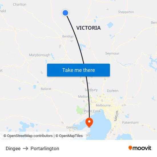 Dingee to Portarlington map