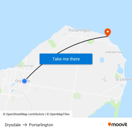 Drysdale to Portarlington map