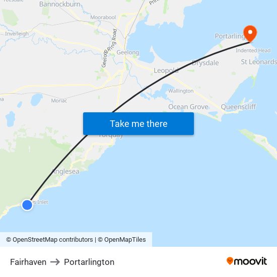 Fairhaven to Portarlington map