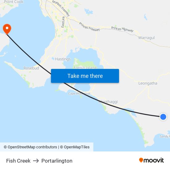 Fish Creek to Portarlington map