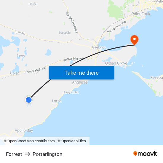 Forrest to Portarlington map