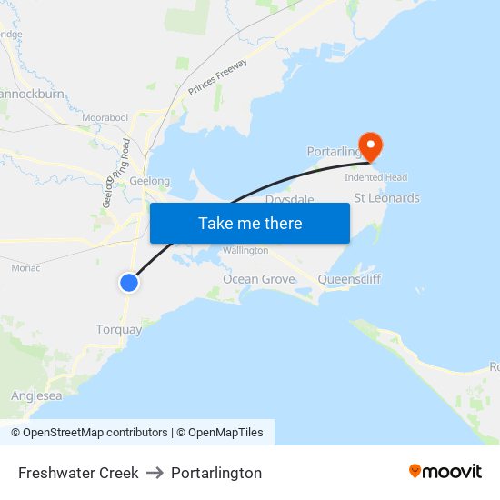 Freshwater Creek to Portarlington map