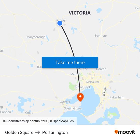 Golden Square to Portarlington map