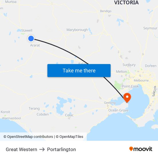 Great Western to Portarlington map