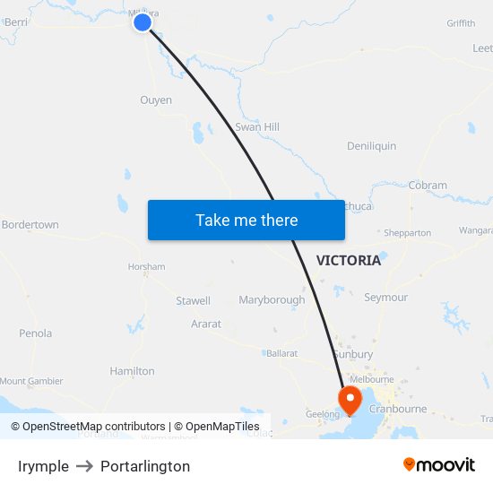 Irymple to Portarlington map