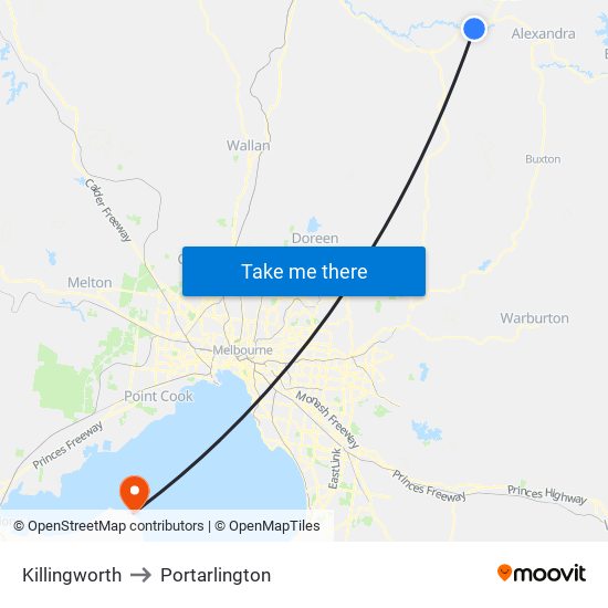 Killingworth to Portarlington map