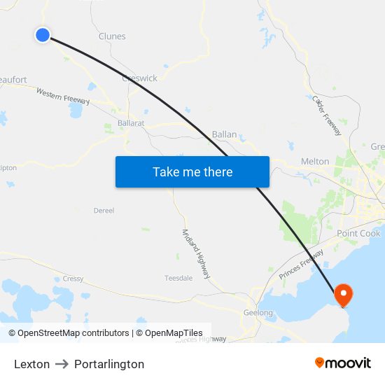 Lexton to Portarlington map