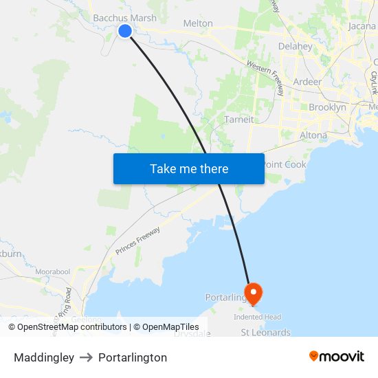 Maddingley to Portarlington map