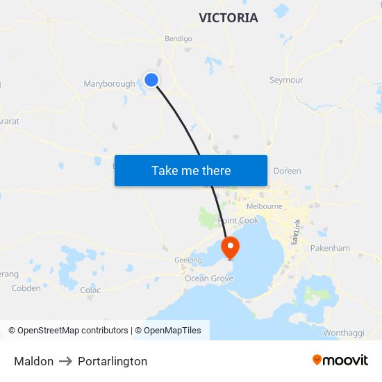 Maldon to Portarlington map