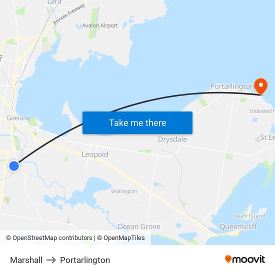 Marshall to Portarlington map