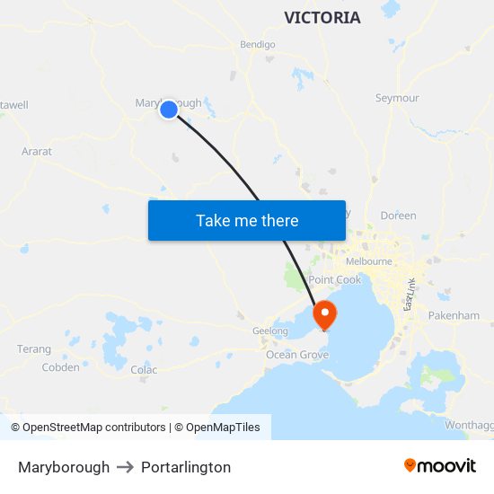 Maryborough to Portarlington map