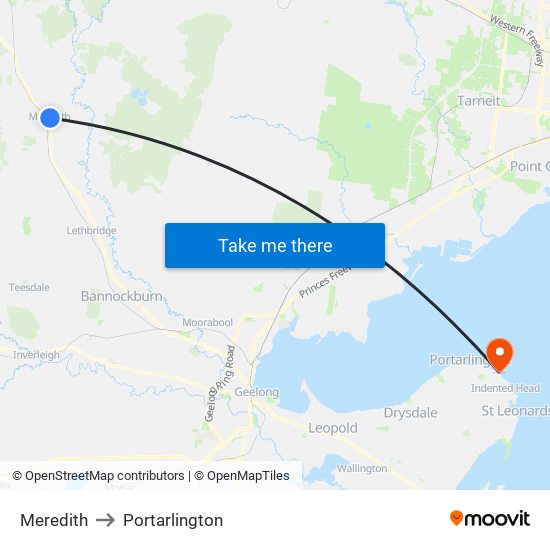 Meredith to Portarlington map