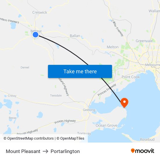 Mount Pleasant to Portarlington map