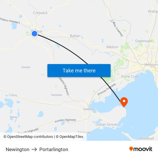 Newington to Portarlington map