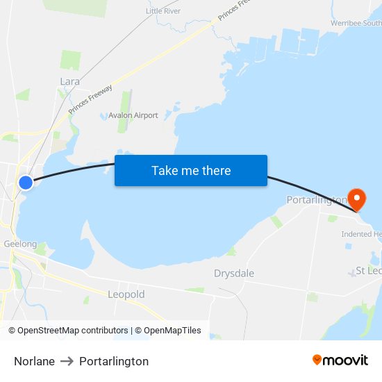 Norlane to Portarlington map