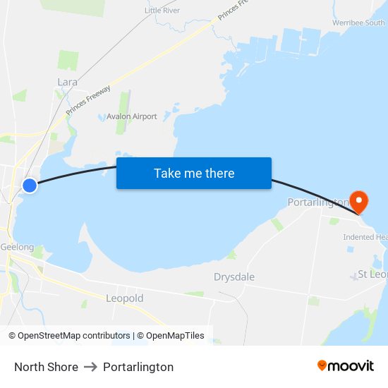 North Shore to Portarlington map