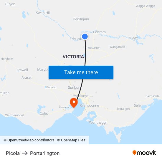 Picola to Portarlington map