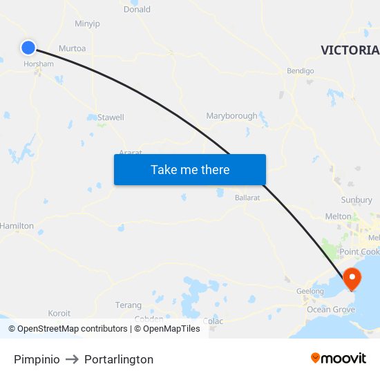 Pimpinio to Portarlington map