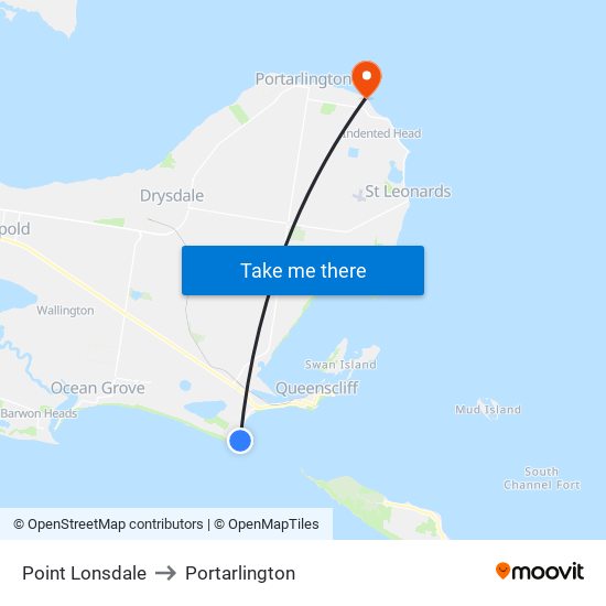 Point Lonsdale to Portarlington map