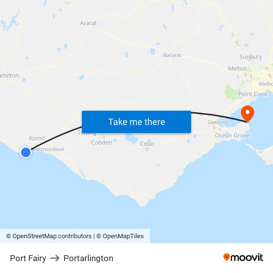 Port Fairy to Portarlington map