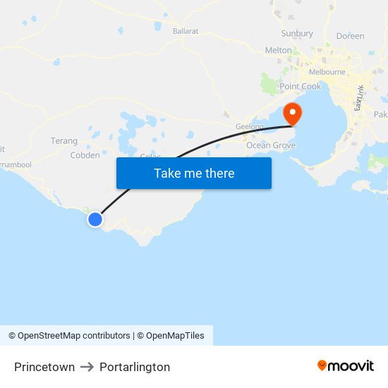 Princetown to Portarlington map