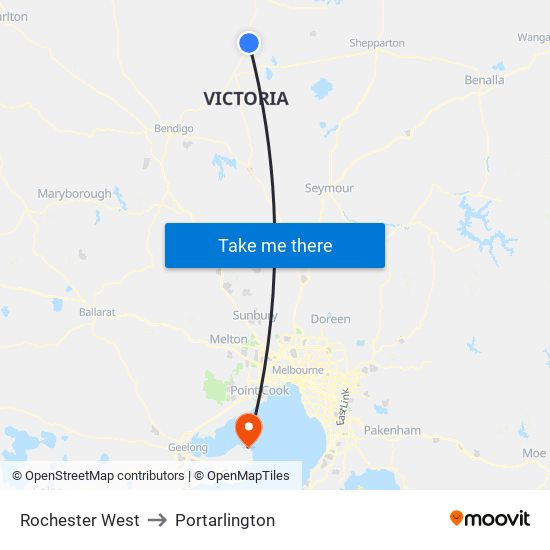 Rochester West to Portarlington map