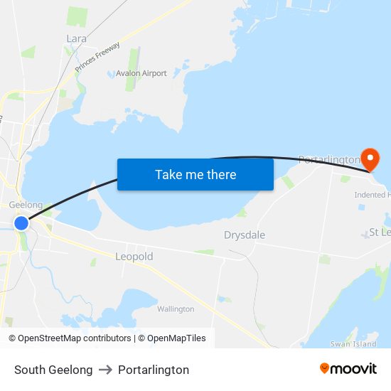 South Geelong to Portarlington map