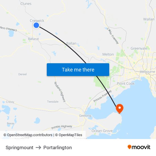 Springmount to Portarlington map