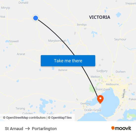 St Arnaud to Portarlington map