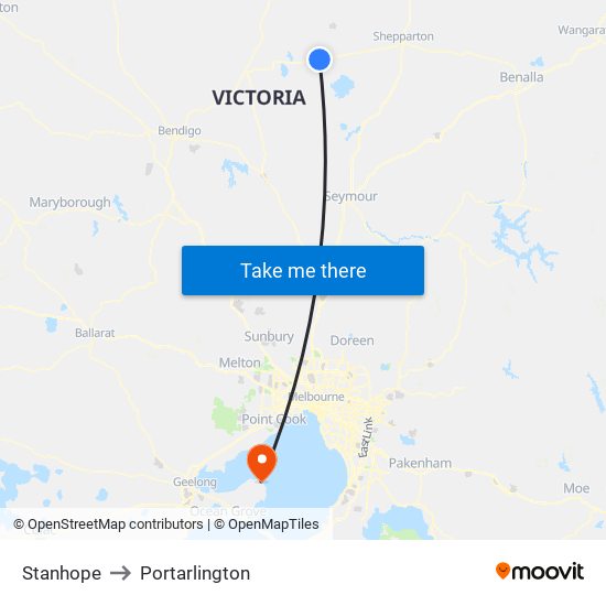 Stanhope to Portarlington map