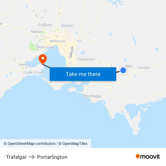 Trafalgar to Portarlington map