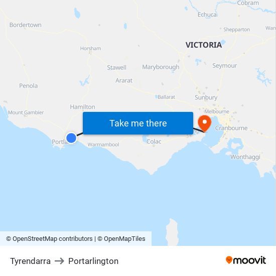 Tyrendarra to Portarlington map