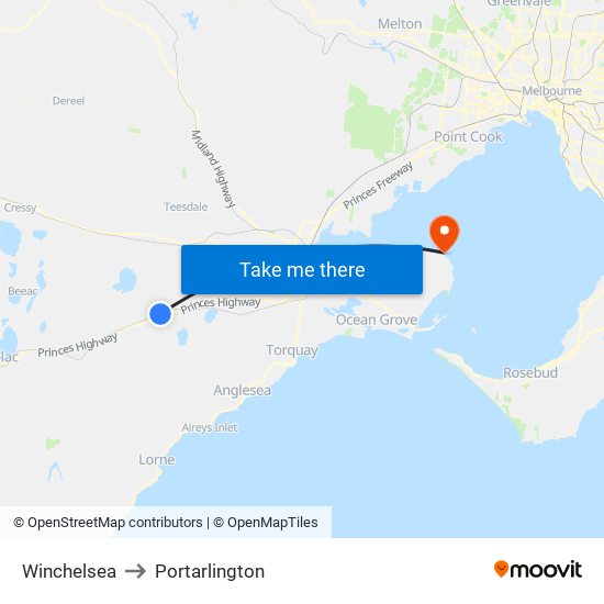 Winchelsea to Portarlington map