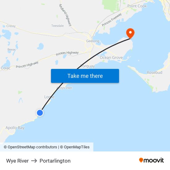 Wye River to Portarlington map