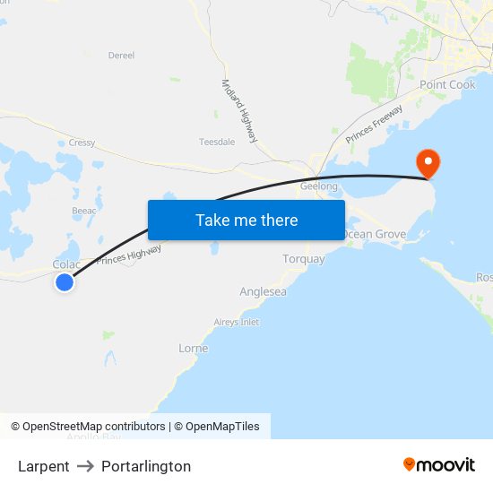 Larpent to Portarlington map