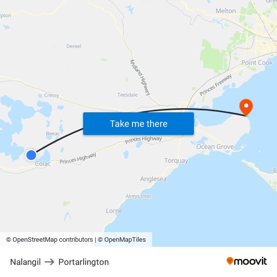 Nalangil to Portarlington map